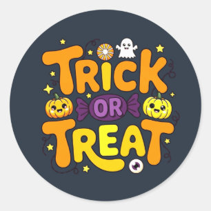 Trick or Treat Spooky Cute Round Favor Label