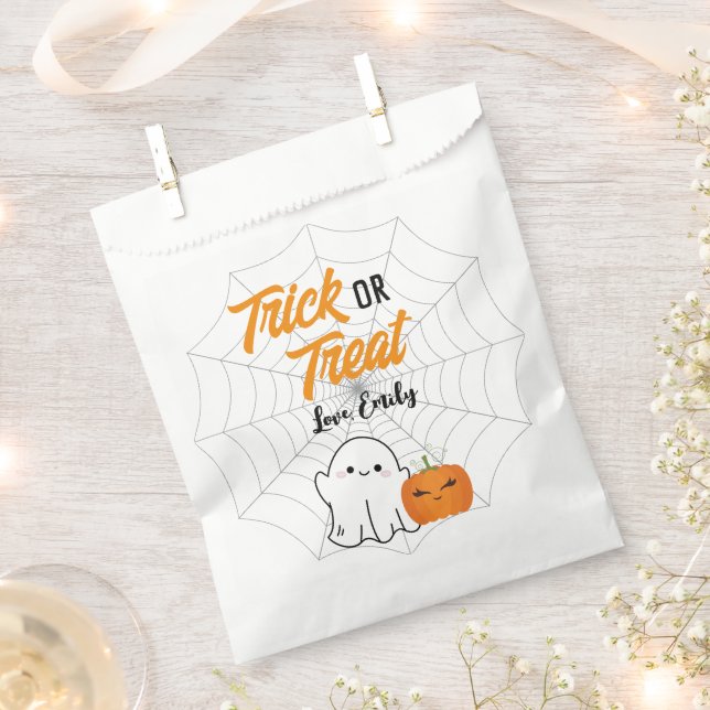 Trick or Treat Spooky Halloween Birthday Party  Favor Bag (Clipped)