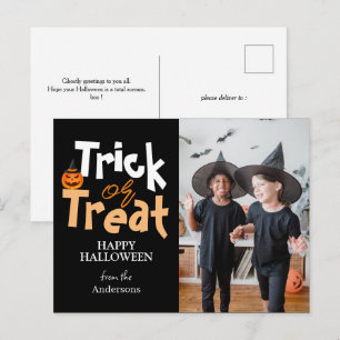Trick or Treat Spooky Halloween Family Photo Holiday Postcard