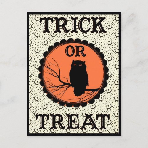 Trick or Treat Spooky Halloween Owl Postcard