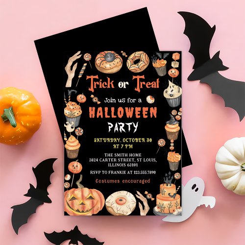 Trick or Treat Spooky Halloween Party invitation