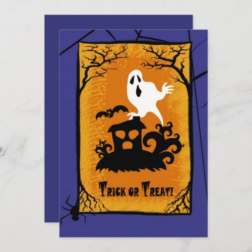 Trick or Treat Spooky House Halloween Party Invitation