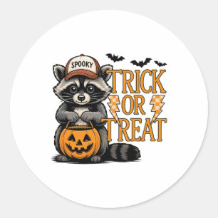 Trick Or Treat Spooky Raccoon Feral Halloween Men Classic Round Sticker