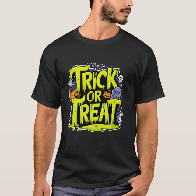 Trick or Treat Spooky Slime Art T-Shirt (Front)