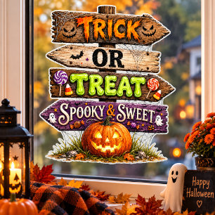 Trick Or Treat Spooky & Sweet Halloween Window Cling