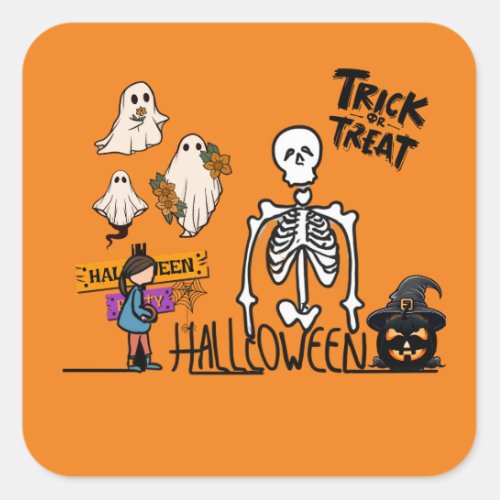 Trick or Treat Square Sticker