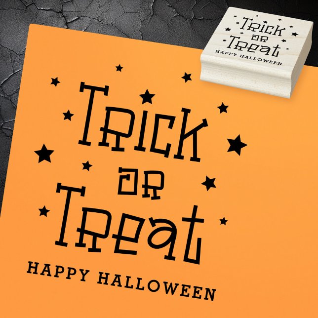 Trick or treat stars Happy Halloween Rubber Stamp (Trick or treat stars Happy Halloween Rubber Stamp)
