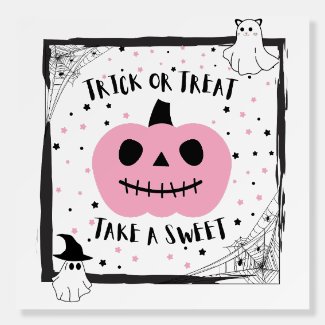 Trick or Treat take a sweet Pink pumpkin door