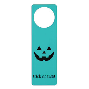 Trick or treat teal Jack o lantern Halloween Door Hanger
