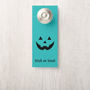 Trick or treat teal Jack o lantern Halloween Door Hanger