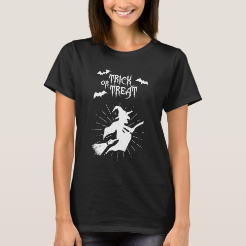 trick or treat the flying witch halloween T_Shirt