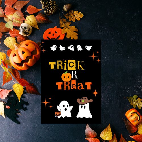 Trick or Treat Time  cute halloween gost Invitation