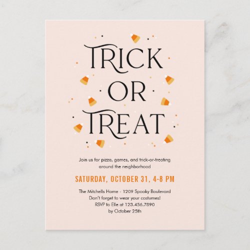 Trick or Treat Time Halloween Invitation Postcard