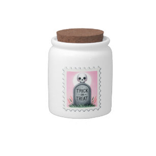 Trick or Treat Tombstone Halloween Keepsake Candy Jar