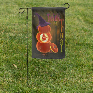 Trick or Treat Tower of Pumpkins Halloween Garden Flag