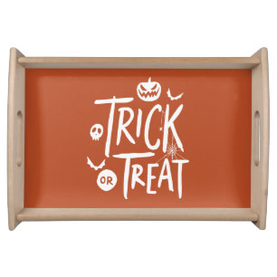 Trick or Treat Typography Halloween Party Serving Tray