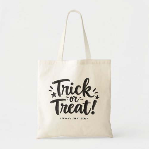 Trick or Treat Typography | Kids Halloween Candy Tote Bag