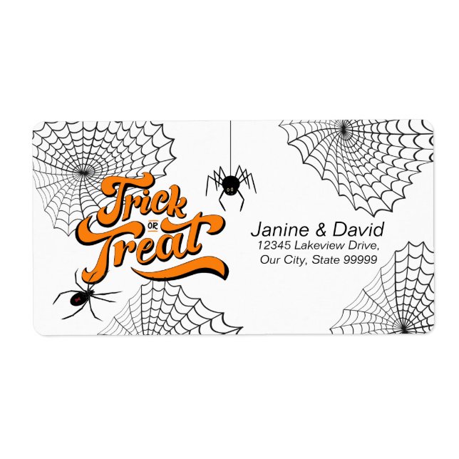 Trick or Treat Typography w/Spiders ID680 Label (Front)
