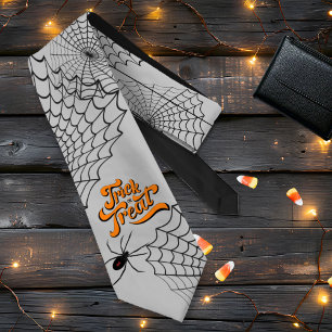 Trick or Treat Typography w/Spiders ID680 Neck Tie