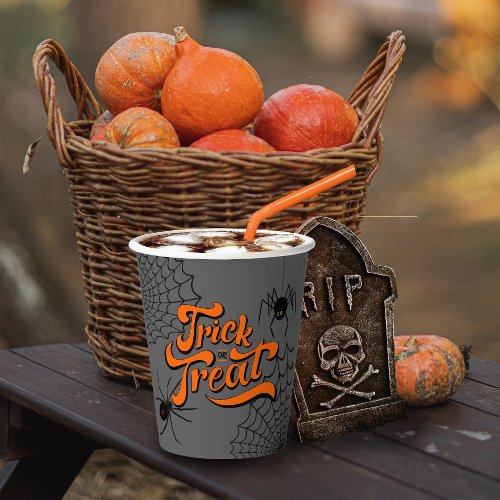 Trick or Treat Typography wSpiders ID680 Paper Cups