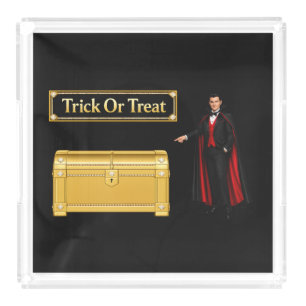 Trick Or Treat Vampire Halloween Acrylic Tray