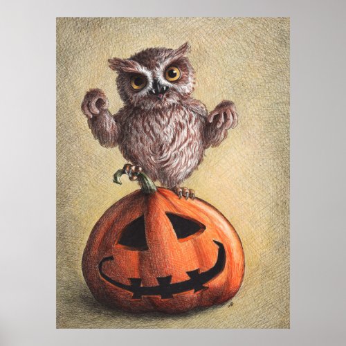 Trick or Treat Vampire Owl Poster