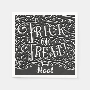 Trick or Treat Vintage Chalk Bones Halloween Party Napkins