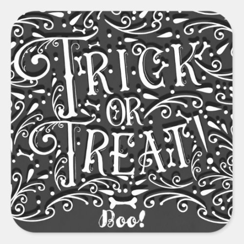Trick or Treat Vintage Chalk Bones Halloween Party Square Sticker