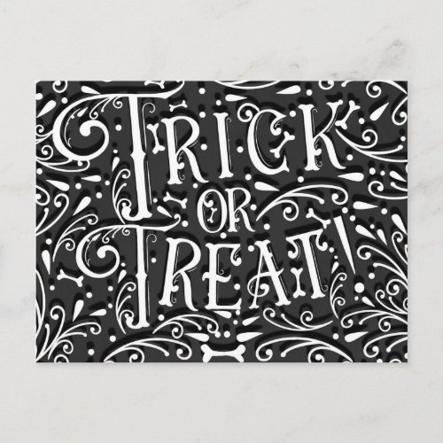 Trick or Treat Vintage Chalk Bones Halloween Postcard