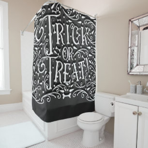 Trick or Treat Vintage Chalk Bones Halloween Shower Curtain