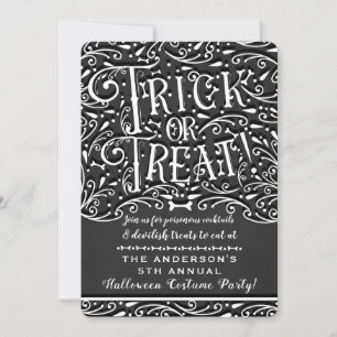 Trick or Treat Vintage Chalk Halloween Party Invitation
