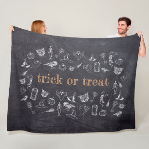 Trick or treat Vintage Chalkboard Halloween Fleece Blanket
