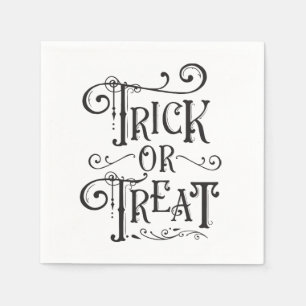 Trick or Treat Vintage Typography Type Halloween Napkins