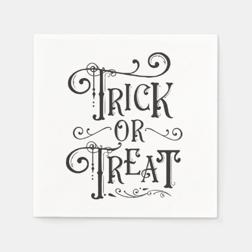 Trick or Treat Vintage Typography Type Halloween Napkins