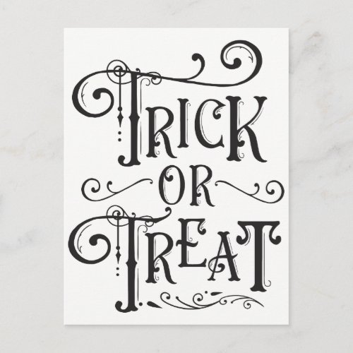 Trick or Treat Vintage Typography Type Halloween Postcard
