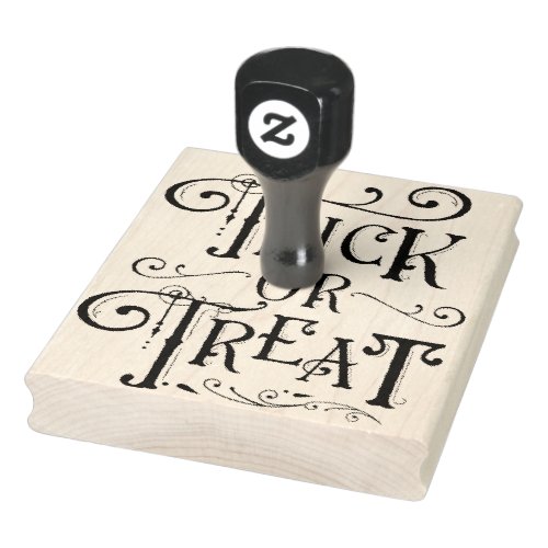 Trick or Treat Vintage Typography Type Halloween Rubber Stamp