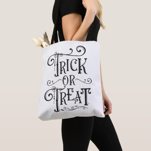 Trick or Treat Vintage Typography Type Halloween Tote Bag