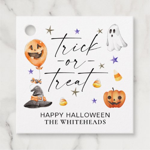 Trick or Treat Watercolor Halloween Party Favor Tags
