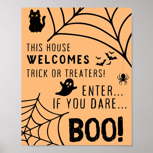 Trick or Treat Welcome Poster, Porch Decor (Front)