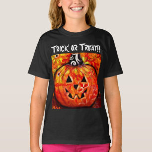 Trick Or Treat Whimsical Jack-O-Lantern Pumpkin T-Shirt