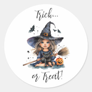 Trick or Treat Witch Classic Round Sticker