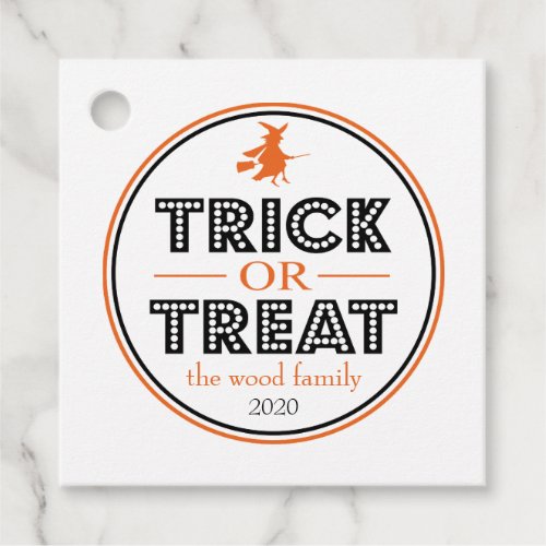 Trick Or Treat Witch Favor Tags Black  Orange