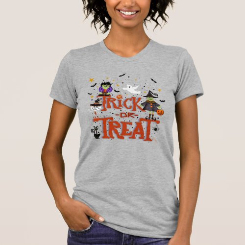 Trick or Treat Witch Ghost Cat Fun Halloween T_Shirt