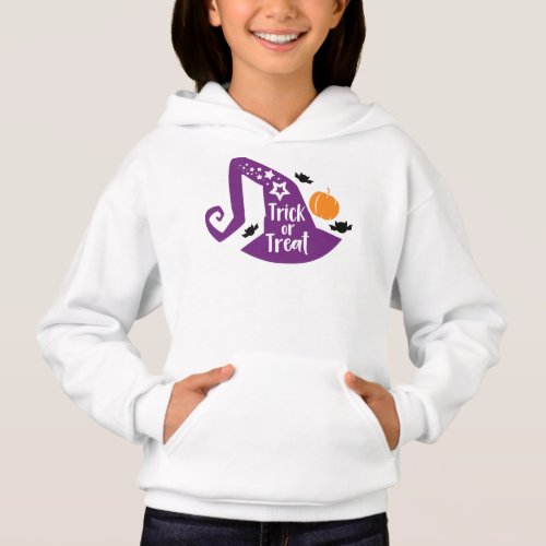 Trick Or Treat Witch Hat Bats Stars Halloween Hoodie