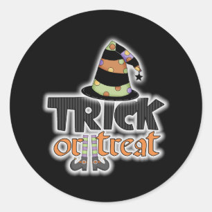 Trick Or Treat Witch Hat Halloween Classic Round Sticker