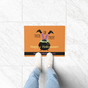 Trick or Treat Witch Legs in Pot Happy Halloween Doormat