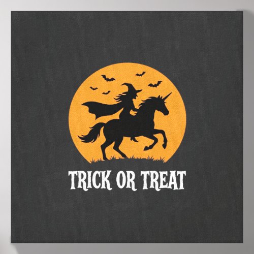 Trick or Treat Witch Unicorn Halloween Design_1 Canvas Photo Tile