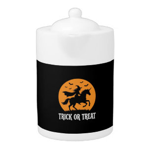 Trick or Treat Witch Unicorn Halloween Design_1 Teapot