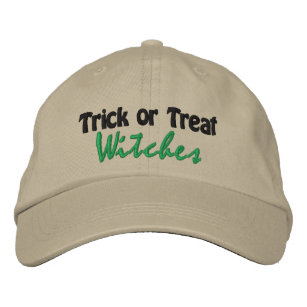 Trick or Treat Witches Funny Halloween Saying Embroidered Baseball Cap