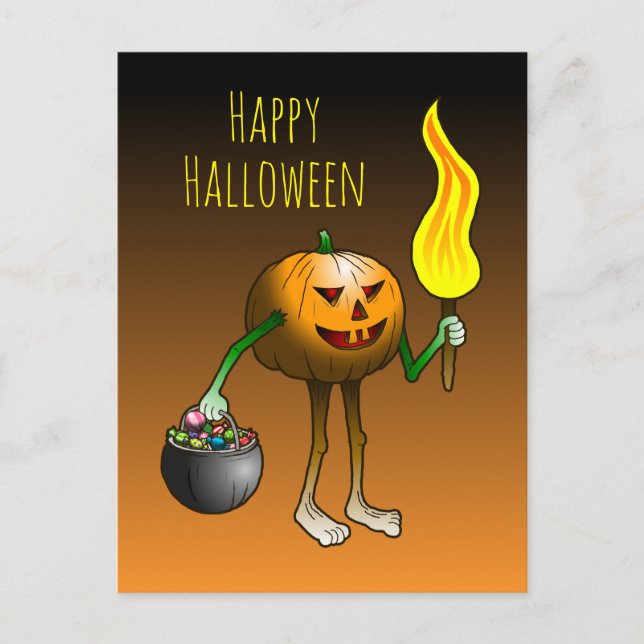 Trick or treat with Jack O'lantern Postcard (Front)